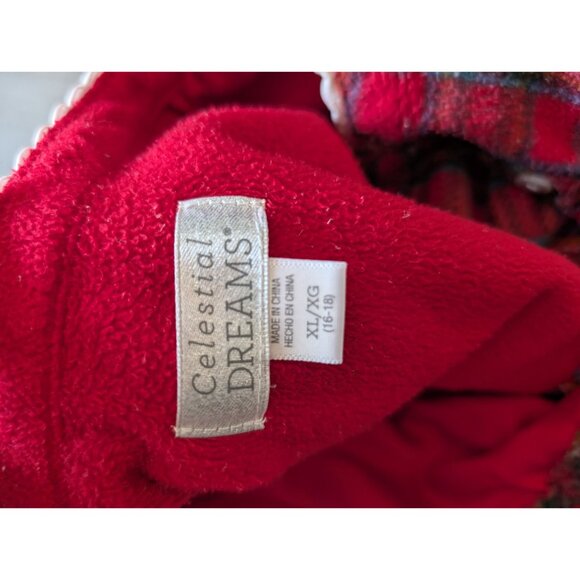 Celestial Dreams Plaid Flannel Nightgown Lace Trim & Button Front Red/Green XL - Picture 4 of 4